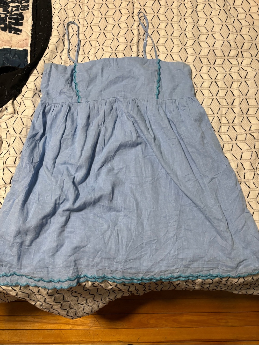 Urban Outfitters Light Blue Spaghetti Strap Sundress with Aqua Trim